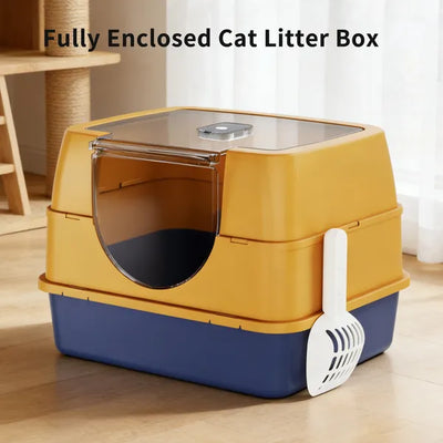 Enclosed Cat Litter Box, Orange - Odor-Locking, Spacious For Large Cats, A Must-Have For Cat Parents