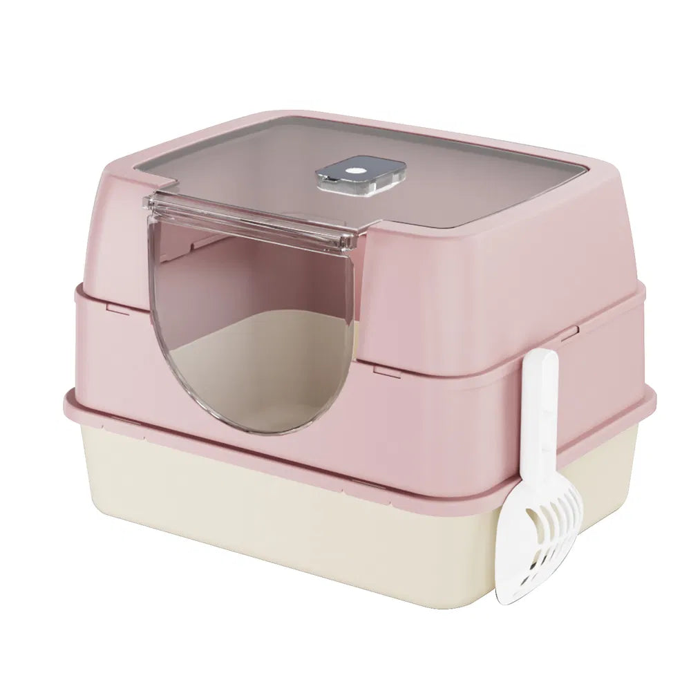 Enclosed Cat Litter Box, Orange - Odor-Locking, Spacious For Large Cats, A Must-Have For Cat Parents