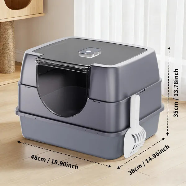 Enclosed Cat Litter Box, Orange - Odor-Locking, Spacious For Large Cats, A Must-Have For Cat Parents